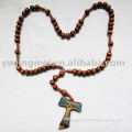 Bulk enamel corss wood christian cord rosary